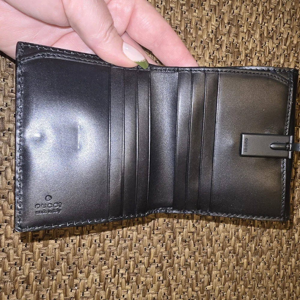 Gucci Black Leather Horse Bit Wallet
